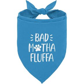 Bad Motha Fluffa Dog Bandana, Funny Pet Triangle Scarf Accessories, Blue Dog Bandana, Printed Dogs Bandanas Gift for Dogs Lover Birthday or Christmas