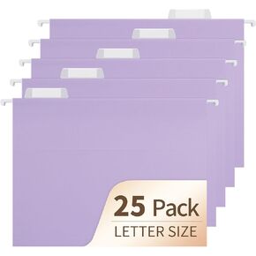 Hanging File Folders, 25 Pack Letter Size File Folders with 1/5-cut Tabs, Office Essentials for Filing Cabinet & Desk Storage