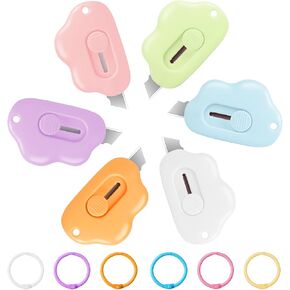 6 PCS Box Cutter, Cloud Cutter, Portable Box Opener, Letter Opener, with a Colorful Key Ring, Suitable for DIY cutting for craft work