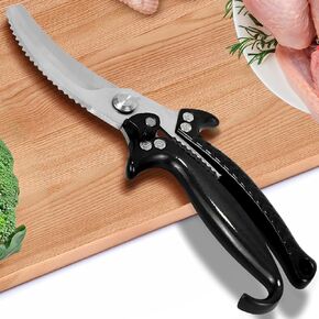 Heavy Duty Poultry/Chicken/Turkey Meat Bone Scissors, Spring Loaded Stainless Steel Shears, No Rust, All Purpose Kitchen Gadgets, Red