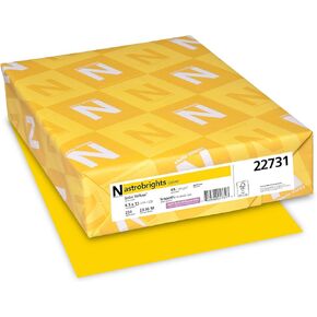 Wausau Astrobrights Cardstock, 65 lb, 8.5 x 11 Inches, Solar Yellow, 250 Sheets (22731) (1-Pack)