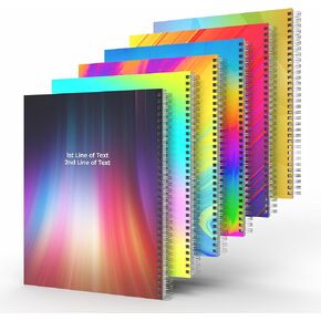 Custom Left Handed Spiral Notebook Journals with Rainbow Colored Covers - 6 Pack of 8.5" x 11" – College Ruled, Hard Cover, 50 Sheets Per Book – For Journaling, Office, School Supplies, etc.