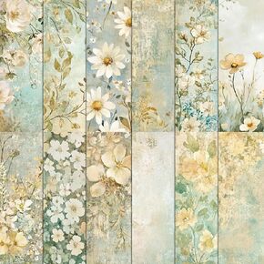 24-Sheet 6x6" Watercolor Flower Scrapbook Paper – Single-Sided Acid-Free Cardstock for Wedding Invitations, Journals & DIY Card Making