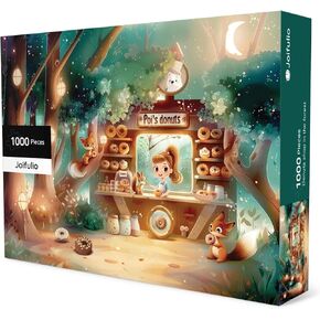 Puzzles for Adults 1000 Pieces Flower Shop Bathed in Yellow - 1000 Piece Cool Jigsaw Puzzles from Joifulio - Extra Small Puzzle - Birds, Girl, Fox Puzzle for Spring