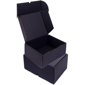 50 PCS مربع MAILER المموج 14 × 10 × 4 "، مصنوع في الولايات المتحدة الأمريكية - Tab Lock Tuck Top Literature Box ، صناديق البريد من الورق المقوى السميك للأعمال التجارية الصغيرة ، تخزين أسود متحرك الكرتون