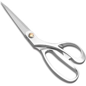 Fabric Scissor 9.5 Inch Heavy Duty Dressmaking Shears Sewing Tailor Scissors, Ultra Sharp All Metal Stainless Steel Craft Household Scissors(Silver)