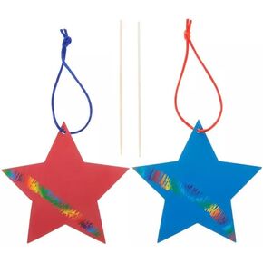 Patriotic Star Scratch Art Craft Kit for 4th of July, Memorial Day, Classroom - Makes 24