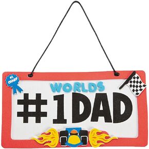 Fun Express 12 pieces #1 Dad License Plate Sign Craft Kit - DIY Father's Day Craft Gifts for Kids
