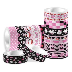 12 Rolls Cartoon Mouse Washi Tape Set - 0.6 Inch x 16.4 Ft Each, Pink Cute Mouse Design Decorative Paper Tape for Scrapbooking, Gift Wrapping, DIY Crafts & School Supplies