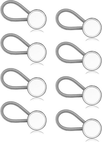 8Pcs Collar Extenders for Mens Shirts Button Extender Soft Elastic Extenders for Neck Tie Dress Coat Silver Tone in Kuwait
