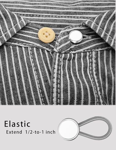 8Pcs Collar Extenders for Mens Shirts Button Extender Soft Elastic Extenders for Neck Tie Dress Coat Silver Tone in Kuwait