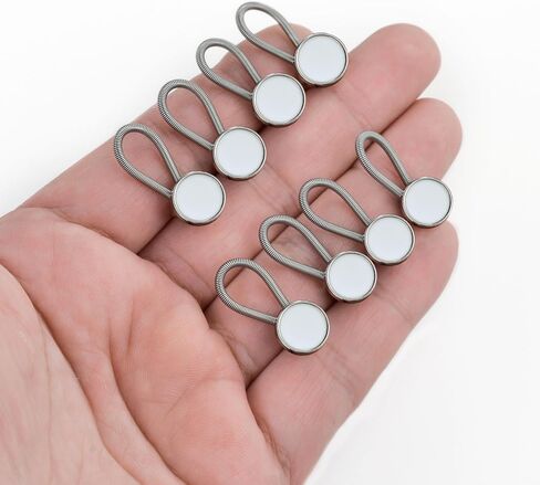 8Pcs Collar Extenders for Mens Shirts Button Extender Soft Elastic Extenders for Neck Tie Dress Coat Silver Tone in Kuwait