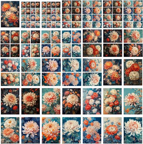 حزمة ورق decoupage (35 ورقة 6 "x8") سحر الأزهار: خوخ ناعم وزهور بيضاء تقع على خلفيات زرقاء خمر محكم ، وتثير الأناقة والحنين إلى الحنين إلى فلينز in Kuwait