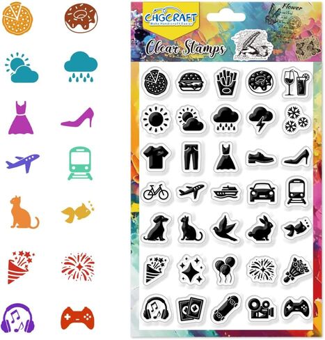 chgcraft cat life diary icon clear stamp stamprent transparent headicraft stamps for diy scrapbooking photo photo making make ، make ، stame cat ، 6.3x4.3inch in Saudi Arabia