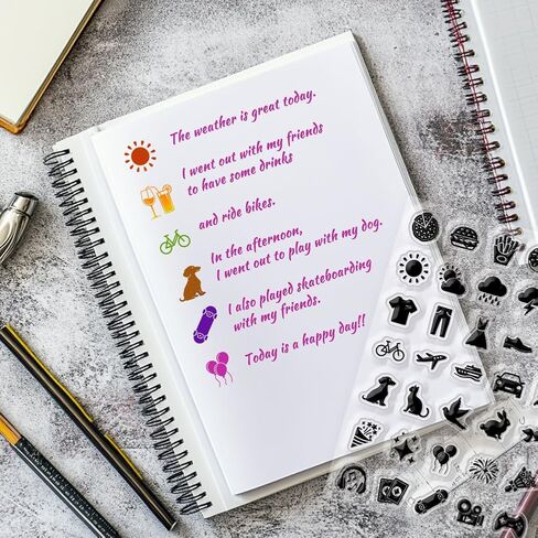 chgcraft cat life diary icon clear stamp stamprent transparent headicraft stamps for diy scrapbooking photo photo making make ، make ، stame cat ، 6.3x4.3inch in Saudi Arabia