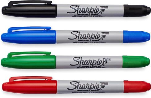 SHARPIE 32174PP Twin Tip Permanent Markers, Fine and Ultra Fine, Assorted Colors, 4 Count in Saudi Arabia