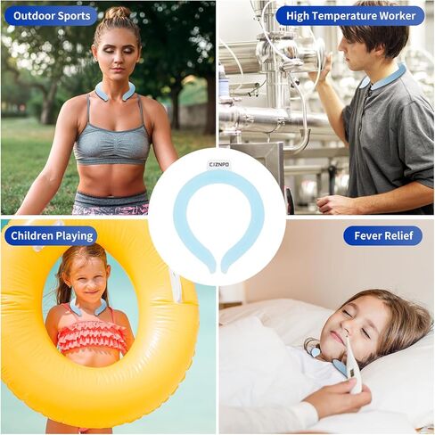 Neck Cooler Ice Cold Ring,Wearable Body Cooling Tube for Heat and Hot Weather, Neck Gel Ice Pack for Outdoor Workers, Sports, Relief from Hot Flashes Or Fever, Reusable Wraps Neck Collars (sky blue) in Saudi Arabia