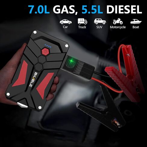 بادئ تشغيل السيارة مع ضاغط هواء، منفاخ قفز بيبل 4500 أمبير 150 رطل لكل بوصة مربعة لما يصل إلى جميع أنواع الغاز أو محرك الديزل 10.0 لتر، حزمة طاقة بطارية محمولة 12 فولت in Kuwait