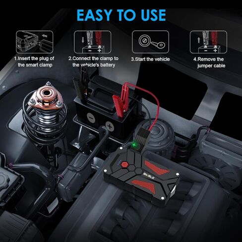 بادئ تشغيل السيارة مع ضاغط هواء، منفاخ قفز بيبل 4500 أمبير 150 رطل لكل بوصة مربعة لما يصل إلى جميع أنواع الغاز أو محرك الديزل 10.0 لتر، حزمة طاقة بطارية محمولة 12 فولت in Kuwait