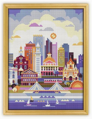 Boston USA CS084-2 - Cross Cross Stitch Kit#2 Prime. مجموعة من المواضيع والإبر ونسيج Aida و Threadle Needle و Clippers التطريز ونمط اللون المطبوع في الداخل. in Kuwait