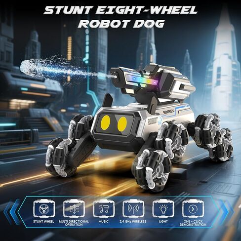 Robot Dog RC Stunt Car Toys - Interactive Remote Control Car with Gesture Control & Mecanum Wheels, LED Eyes, 3 Sound Effects, Birthday Gift for Kids Boys Girls Ages 6+ in Saudi Arabia