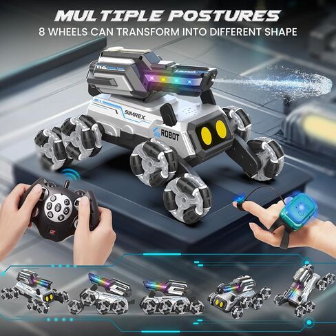 Robot Dog RC Stunt Car Toys - Interactive Remote Control Car with Gesture Control & Mecanum Wheels, LED Eyes, 3 Sound Effects, Birthday Gift for Kids Boys Girls Ages 6+ in Saudi Arabia
