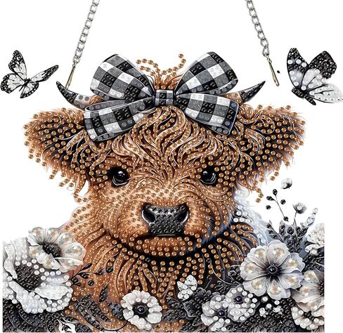 Tiwabb Flower Diamond Art Hanging Pendant Kits,Special Shape Diamond Art Kits for Adults,Double Sided Hanging Acrylic Diamond Art Ornament Kit, Pendants Home Garden Wall Hanging Kits Hanging Ornament in Kuwait