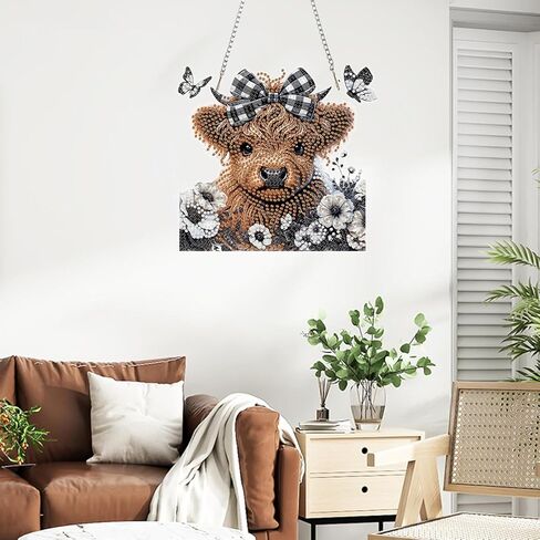 Tiwabb Flower Diamond Art Hanging Pendant Kits,Special Shape Diamond Art Kits for Adults,Double Sided Hanging Acrylic Diamond Art Ornament Kit, Pendants Home Garden Wall Hanging Kits Hanging Ornament in Kuwait