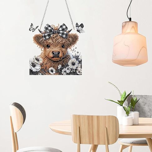 Tiwabb Flower Diamond Art Hanging Pendant Kits,Special Shape Diamond Art Kits for Adults,Double Sided Hanging Acrylic Diamond Art Ornament Kit, Pendants Home Garden Wall Hanging Kits Hanging Ornament in Kuwait