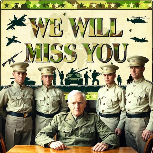 Memorial Day Banner Army Patriotic Soldier We Will Miss You Backdrop Camo Banner American Flag Military Retirement Army Going Away Party Decoration Welcome Home Sign for Veterans Independence Day Decor in Kuwait