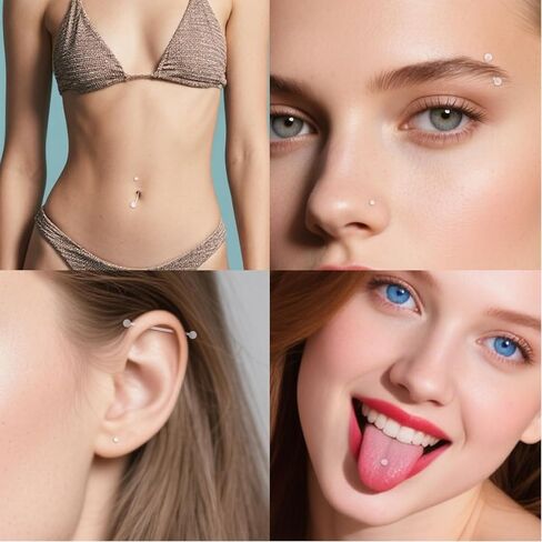 D.Bella Mix Style Clear Piercing Kit Retainer Flexible Lip Nose Eyebrow Nipple Tongue Belly Button Rings Piercing Retainer Bioflex Plastic Industrial Barbell Piercing Retainer in Saudi Arabia