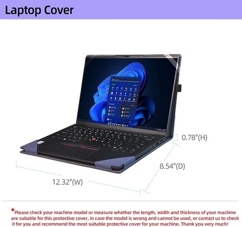 غطاء الكمبيوتر المحمول لـ Lenovo ThinkPad X1 Carbon Gen 12 | x1 2 in-1 Gen 9 | HP Envy X360 14-FA 14Z-FA | 14-FC 14T-FC | Specter X360 2-IN-1 14-EU 14T-EU COLLESS 14 "PU Leather Inner Cover (Black) in Kuwait