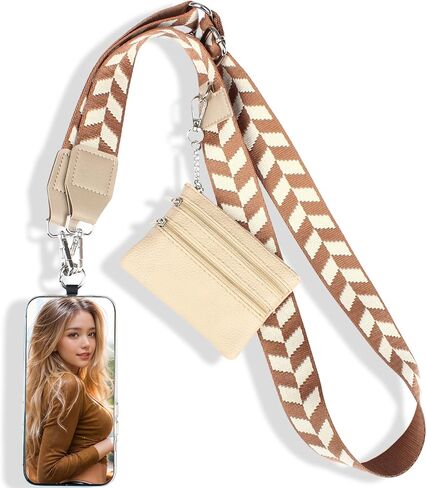 Phone Strap with Zippered Pouch, 2024 New Clip and Go Strap for Phone with Wallet Crossbody, Cross Body Phone String with Zipper Wallet Pouch Adjustable YouxuanAi (Light Pink) in Kuwait