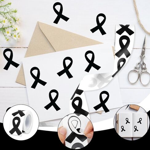 Orange Ribbon Stickers, 300Pcs Self-Adhesive Leukemia Awareness Ribbon Sticker, Shaped Decal Sticker Label Roll for Men Women Kids Office School Kidney Cancer Awareness Event Support Decorations in Kuwait