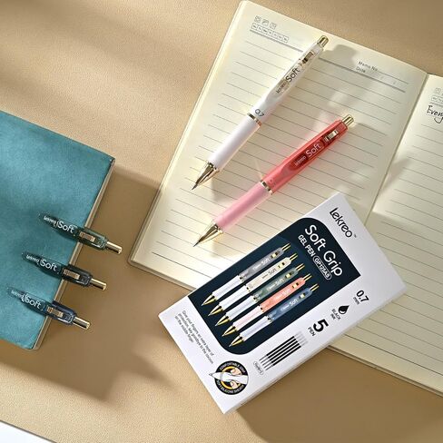 Soft Gel Ink Pens for Journaling, 0.7mm Medium Point Retractable Pen, Black Ink Writing Pens with Refills, Pack of 15 (15) in Saudi Arabia