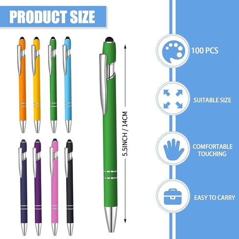 100 Pcs Ballpoint Pen with Stylus 2 in 1 Ballpoint Pen for Touch Screens, 2 in 1 Thank You Pen Gift for Colleagues, Coworker, Office (Multicolor) in Saudi Arabia