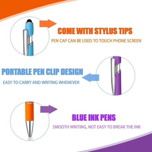100 Pcs Ballpoint Pen with Stylus 2 in 1 Ballpoint Pen for Touch Screens, 2 in 1 Thank You Pen Gift for Colleagues, Coworker, Office (Multicolor) in Saudi Arabia