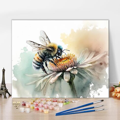 طلاء Tumovo حسب عدد Bee Bee ، الطلاء بأرقام أرقام على الحشرات القماشية ، وطلاء الأكريليك DIY بأرقام أرقام على الألوان المائية ، واللوحة الزيتية للهدية 16 "x20" بدون إطار in Kuwait