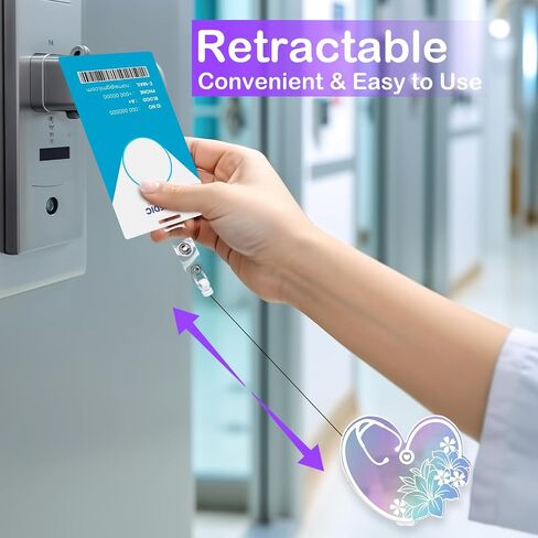 Nurse Badge Reels 4PCS Retractable Badge Holders with Alligator Clip Iridescent Heart Brain Patterns Holographic Style Cute Badge Reels for RN Nurse Doctor Student Nursing Graduation Appreciation Gift in Saudi Arabia