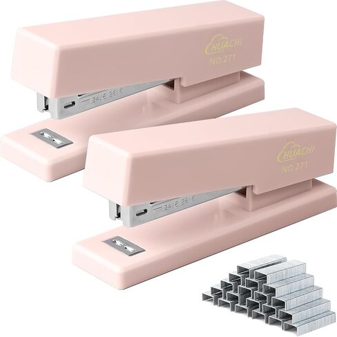 Stapler Stapler 2 عبوة ، دباسة مكتب متينة ، سعة 25 ورقة ، تشمل 1000 عنصر أساسي للاستخدام المنزلي والمكتب (2 ، مسحوق) in Kuwait