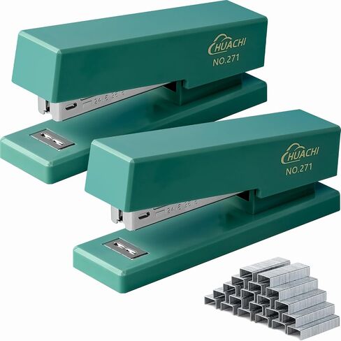 Stapler Stapler 2 عبوة ، دباسة مكتب متينة ، سعة 25 ورقة ، تشمل 1000 عنصر أساسي للاستخدام المنزلي والمكتب (2 ، مسحوق) in Kuwait