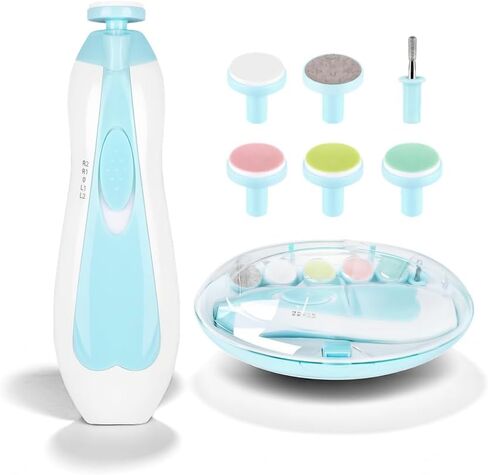 AVOA Baby Nail Trimmer Electric Safe Baby Nail Clippers Baby Nail File Kit Manicure Set, Trim Polish Grooming kit for Newborn Toddler or Adults Toes Fingernails, 6 Grinding Heads and LED Light (Pink) in Saudi Arabia