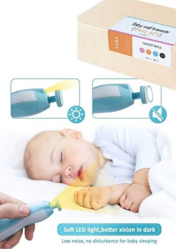 AVOA Baby Nail Trimmer Electric Safe Baby Nail Clippers Baby Nail File Kit Manicure Set, Trim Polish Grooming kit for Newborn Toddler or Adults Toes Fingernails, 6 Grinding Heads and LED Light (Pink) in Saudi Arabia