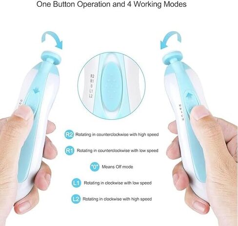 AVOA Baby Nail Trimmer Electric Safe Baby Nail Clippers Baby Nail File Kit Manicure Set, Trim Polish Grooming kit for Newborn Toddler or Adults Toes Fingernails, 6 Grinding Heads and LED Light (Pink) in Saudi Arabia