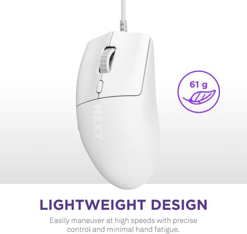 رفع NZXT 2 سيم | الفئران للألعاب مع كابل متماثل وسهل | تصميم خفيف 58 جرام | جهاز صوت 8K | المقاطعات البصرية | الاستشعار البصري PPP من 26K | فطائر PTFE 100% | بلانكو in Saudi Arabia