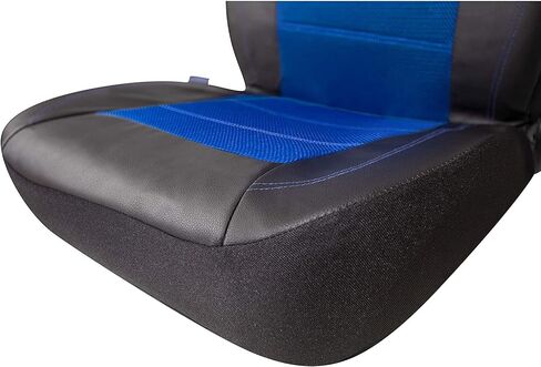 مجموعة غطاء مقعد السيارة الكاملة من PIC AUTO، أغطية مقاعد الدلو الأمامية مع مجموعة غطاء مقعد السيارة المنفصلة، ​​شبكة وجلد تناسب معظم السيارات وسيارات الدفع الرباعي والشاحنات (أسود) in Kuwait