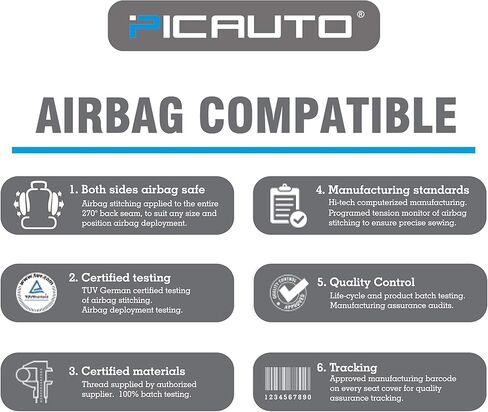 مجموعة غطاء مقعد السيارة الكاملة من PIC AUTO، أغطية مقاعد الدلو الأمامية مع مجموعة غطاء مقعد السيارة المنفصلة، ​​شبكة وجلد تناسب معظم السيارات وسيارات الدفع الرباعي والشاحنات (أسود) in Kuwait