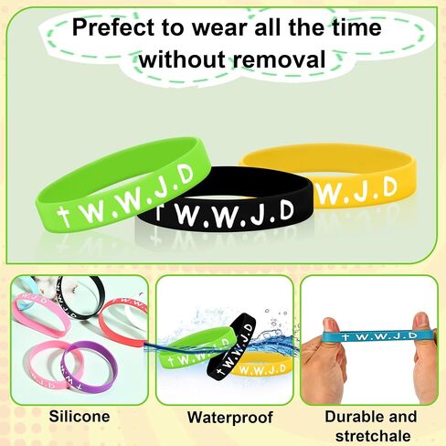 48Pcs WWJD Silicone Bracelets for Kids, 12 Colors What Would Jesus Do Rubber Bracelet Bulk Motivational Religious Christian Wristands for Party Church School in Saudi Arabia