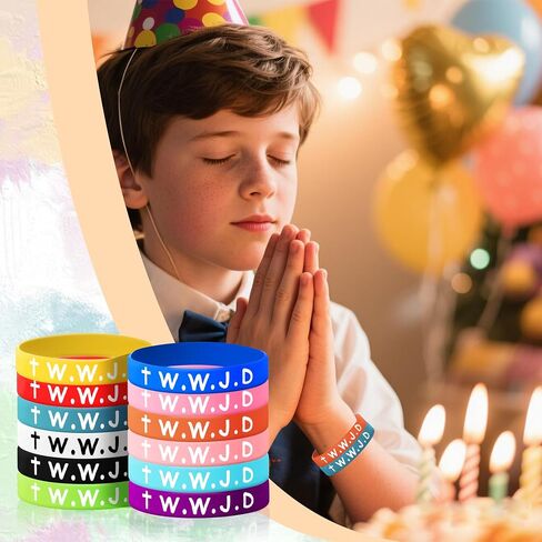 48Pcs WWJD Silicone Bracelets for Kids, 12 Colors What Would Jesus Do Rubber Bracelet Bulk Motivational Religious Christian Wristands for Party Church School in Saudi Arabia