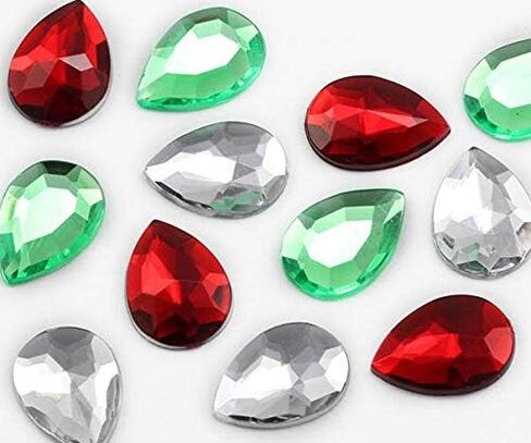 Allstarco 18x13mm Flat Back Teardrop Acrylic Rhinestones Plastic Gems for Jewelry Making Costume Jewels Cosplay Card Making Embelishments Crafts - 30 Pieces (Crystal Clear AB H702) in Saudi Arabia